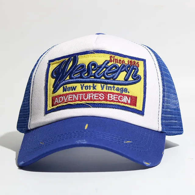 Blue western vintage trucker cap