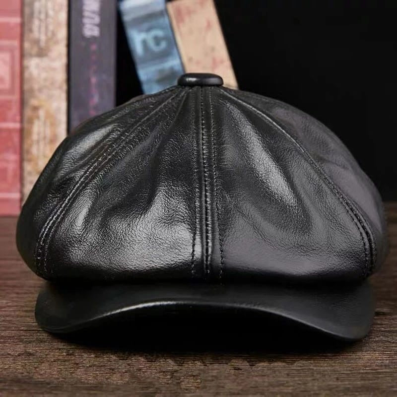 Leather flat cap