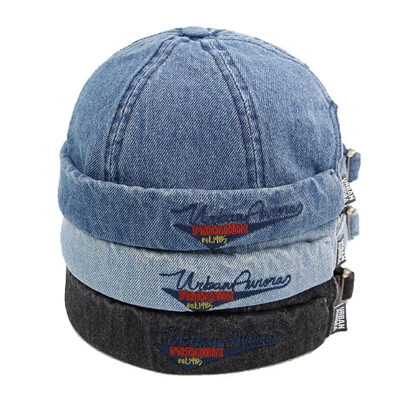 Denim brimless hat