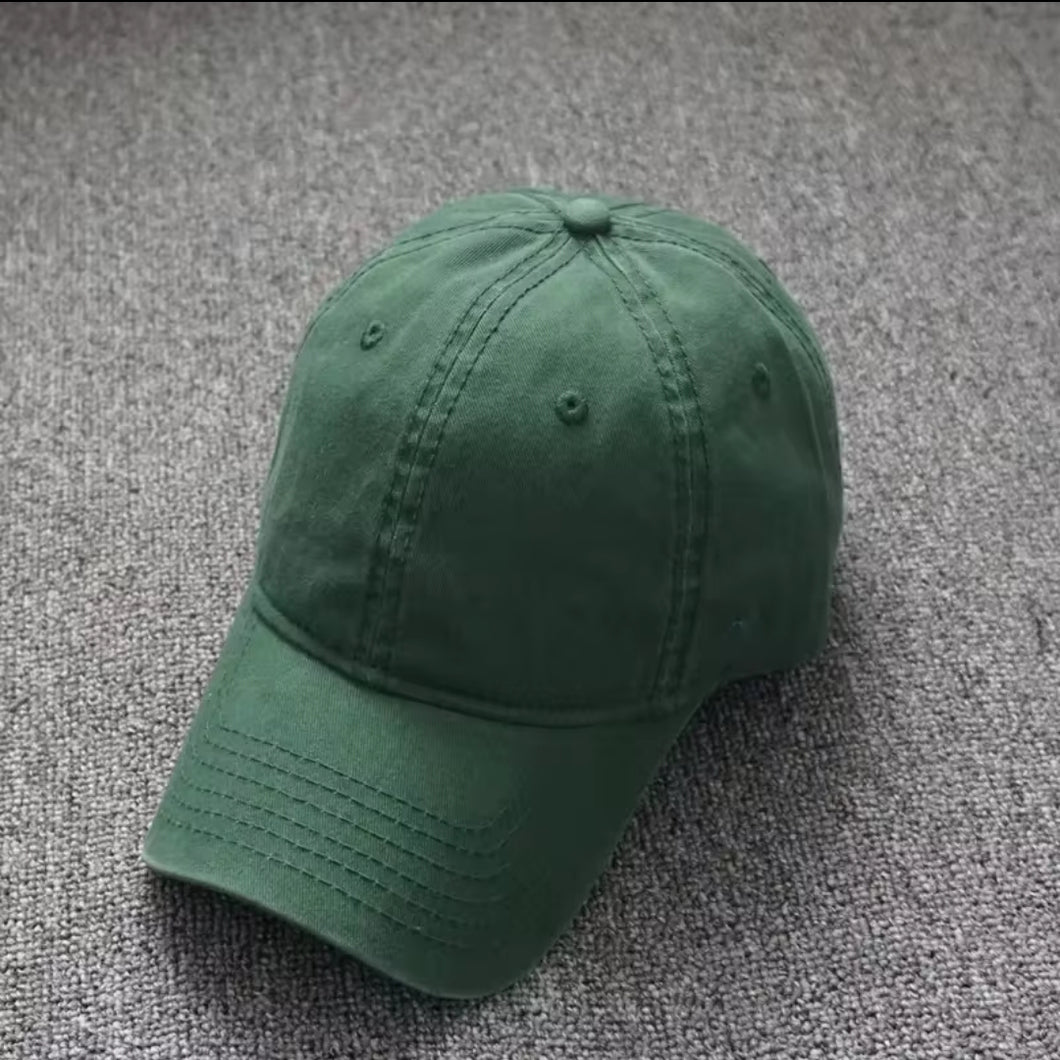 Olive green plain baseball cap