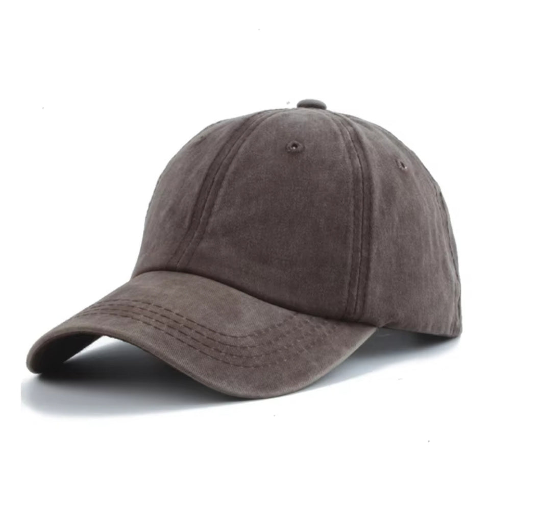 Brown washed baseball cap