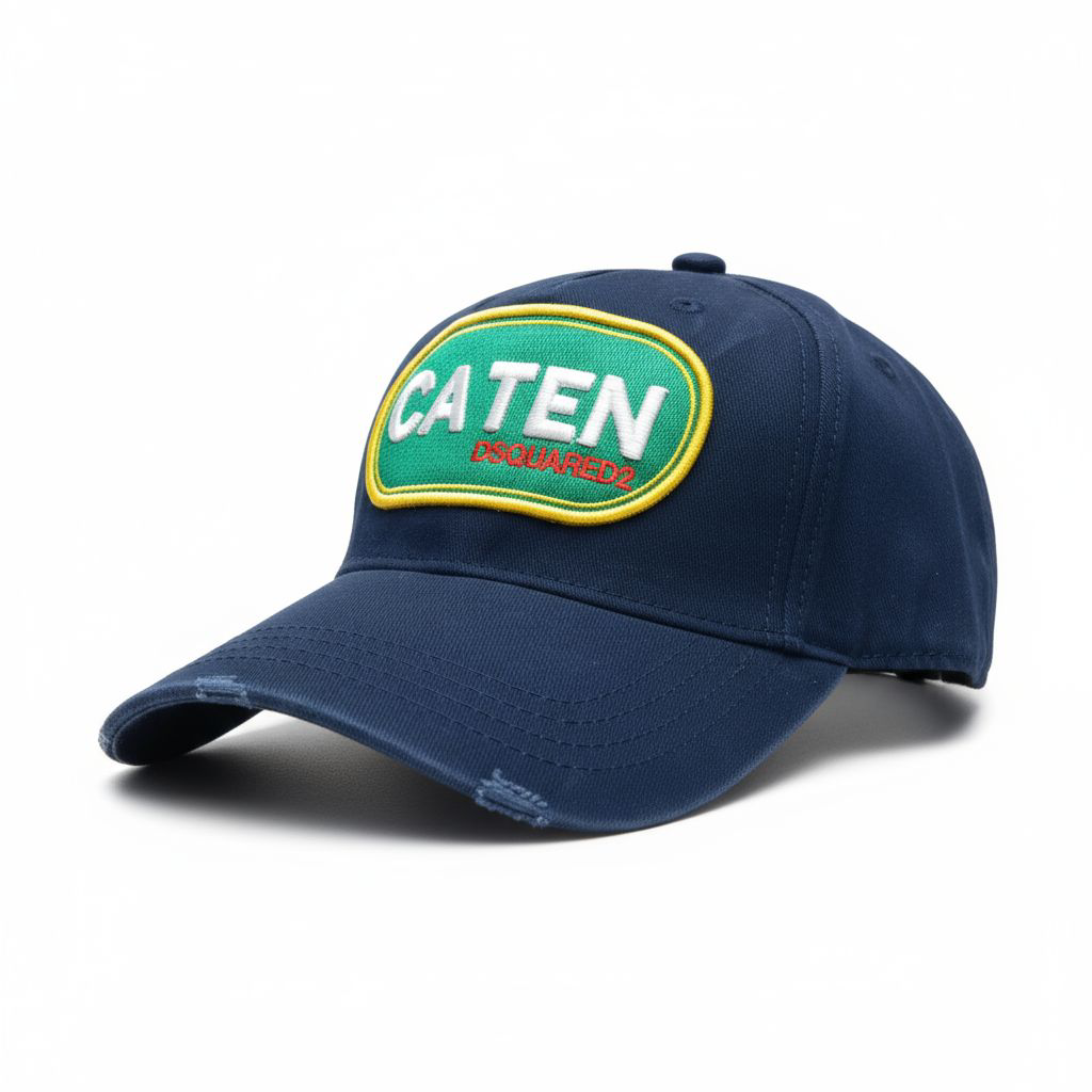 Dsquared2 'Caten' Embroidered Patch Cap - Navy Blue