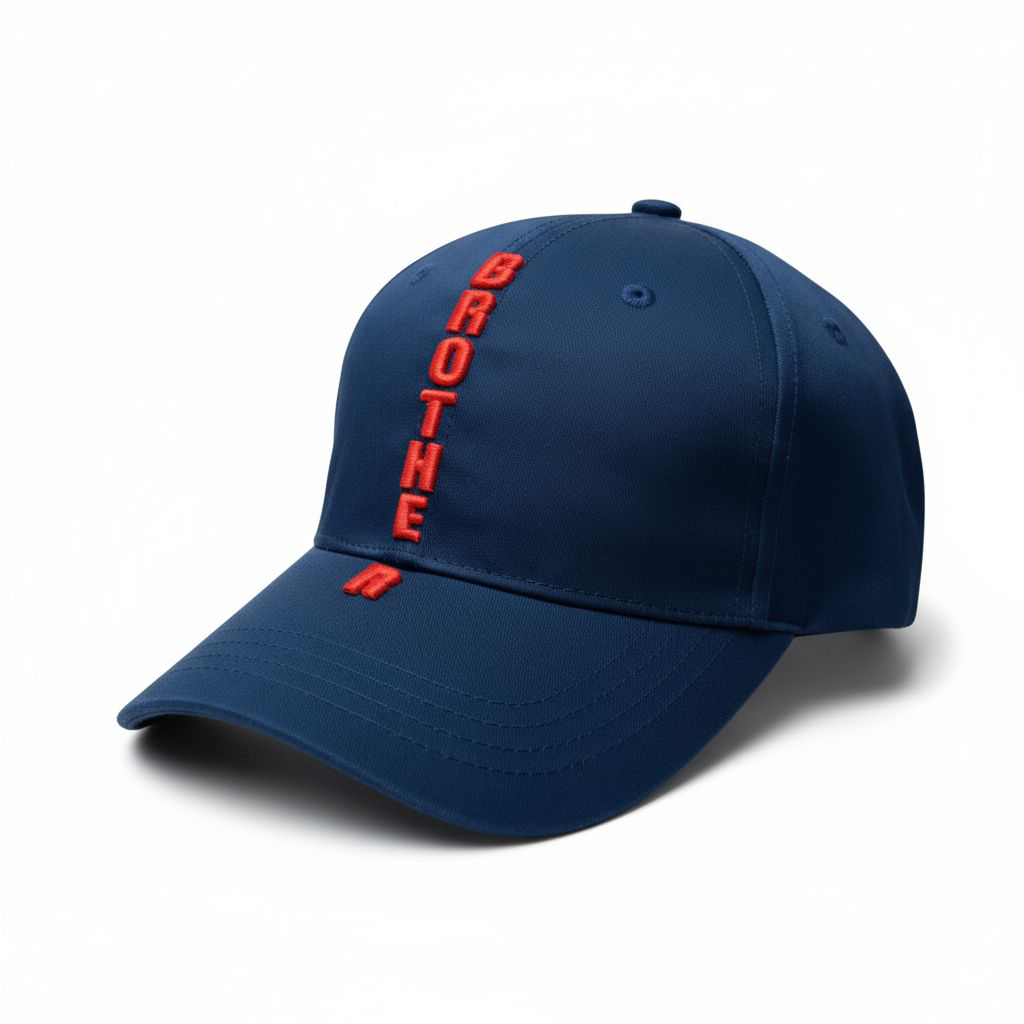Brother Navy Blue Cap – Vertical Red Embroidery