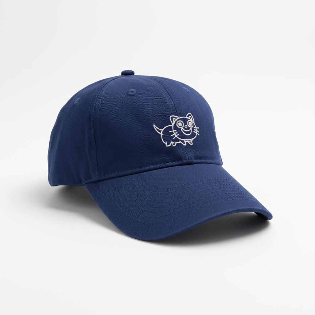 Smiling Kitty Embroidered Dad Hat