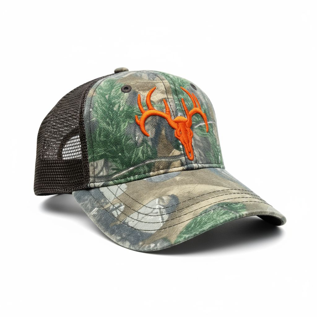 Hunting Camouflage Trucker Cap with Antler Logo