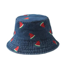 Load image into Gallery viewer, Embroidered Watermelon Denim Bucket Hat
