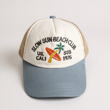 Load image into Gallery viewer, Retro "Slow Sun Beach Club" STB 1976 Mesh Trucker Cap
