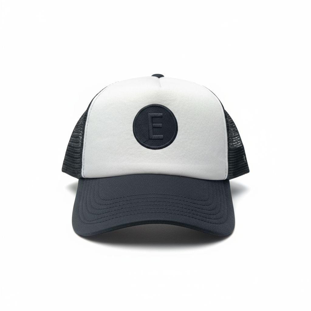 Black & White 'E' Patch Trucker Hat