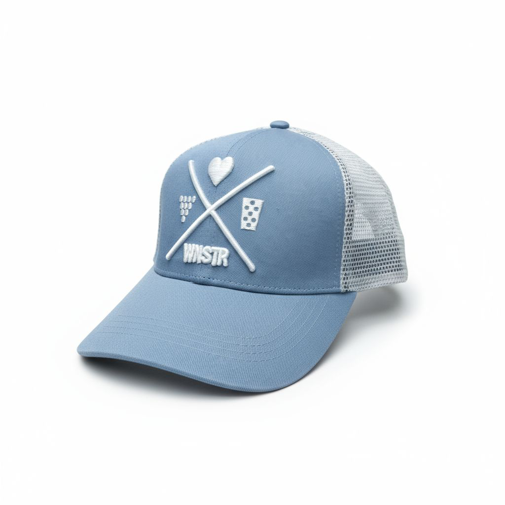 WNSTR Blue Trucker Cap – White Embroidered Design