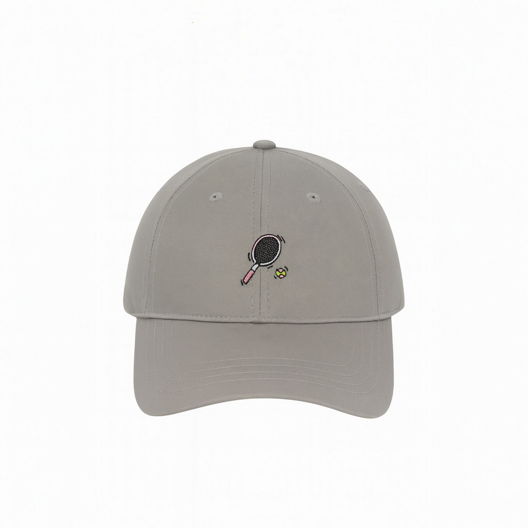 Grey Tennis Embroidered Cap