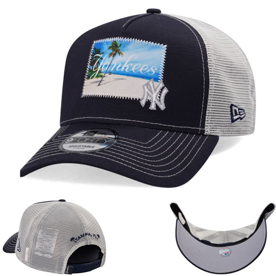 New York Yankees Tropical Beach Trucker Cap – Navy & White