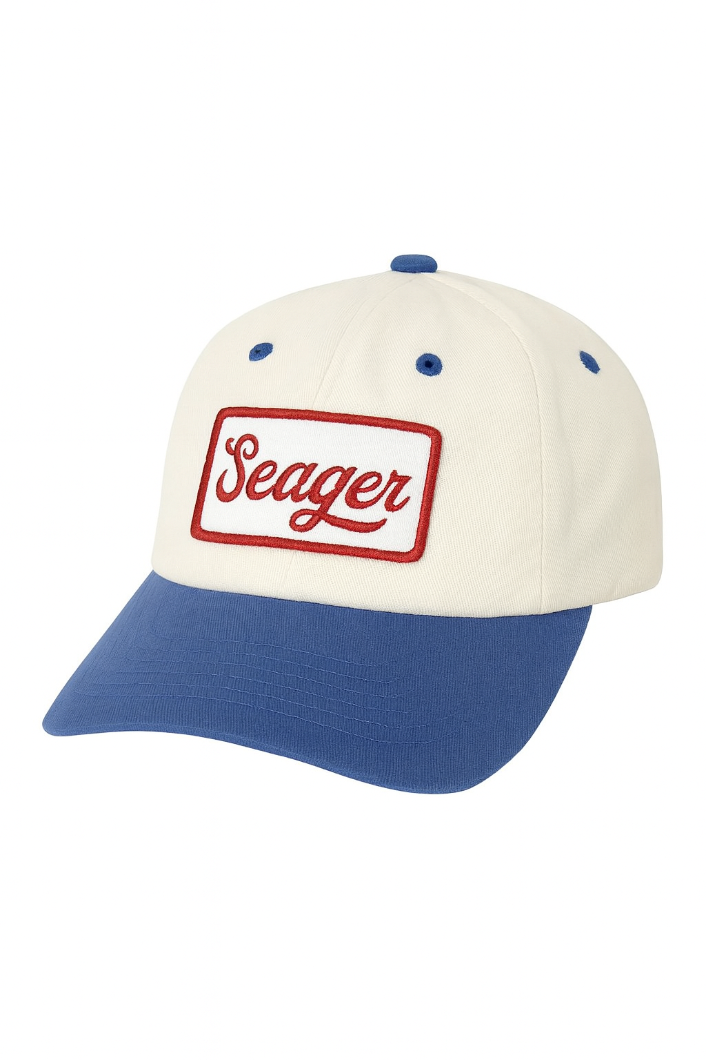 Seager Linen Patch Logo Cap – White/Blue