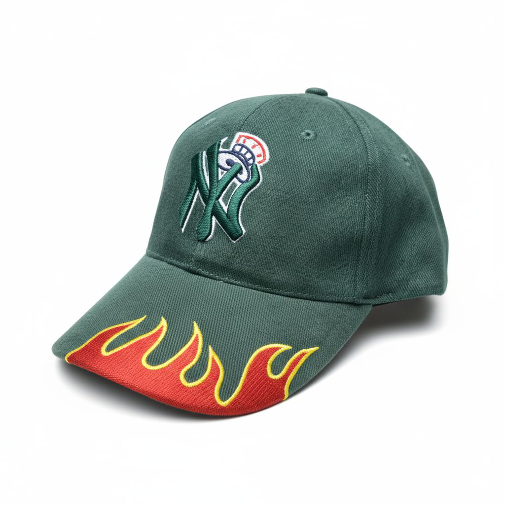 Green Yankees Logo Flame Bill Hat
