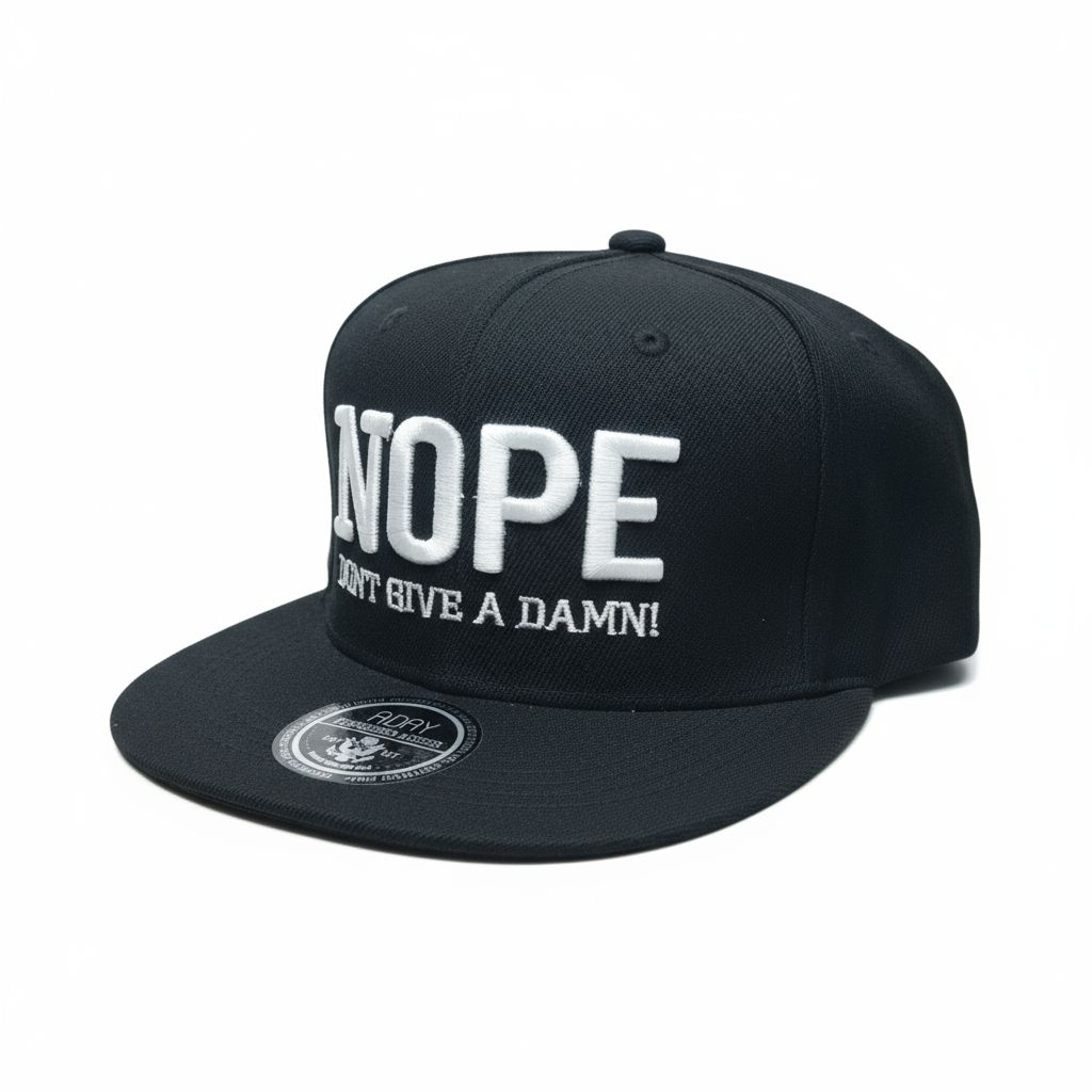 NOPE Statement Adjustable Snapback Cap – Black