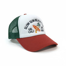 Load image into Gallery viewer, Retro "Slow Sun Beach Club" STB 1976 Mesh Trucker Cap

