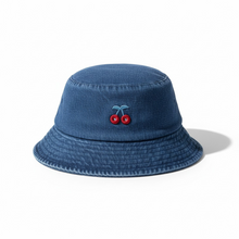 Load image into Gallery viewer, Cherry Embroidered Denim Bucket Hat
