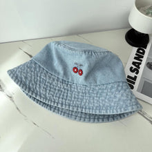 Load image into Gallery viewer, Cherry Embroidered Denim Bucket Hat
