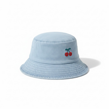 Load image into Gallery viewer, Cherry Embroidered Denim Bucket Hat
