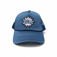 Load image into Gallery viewer, BAM! Comic Style Navy Trucker Cap
