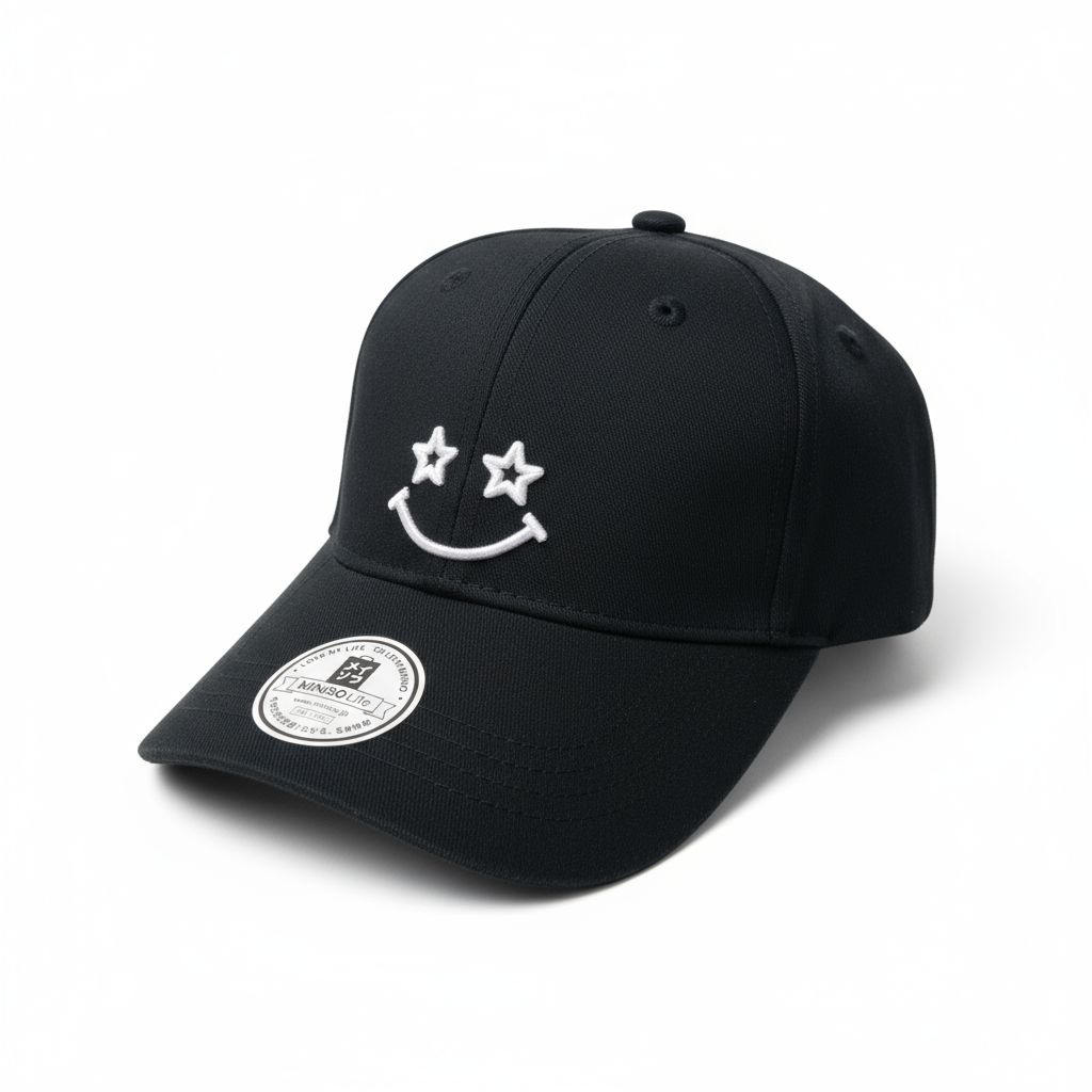 Black Star-Eye Smile Cap
